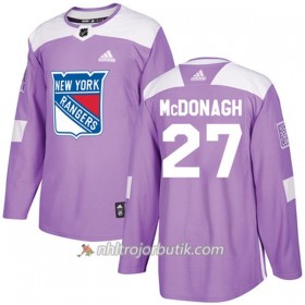 Män Ishockey New York Rangers Tröja Ryan McDonagh 27 Adidas 2017-2018 Lila Fights Cancer Practice Authentic